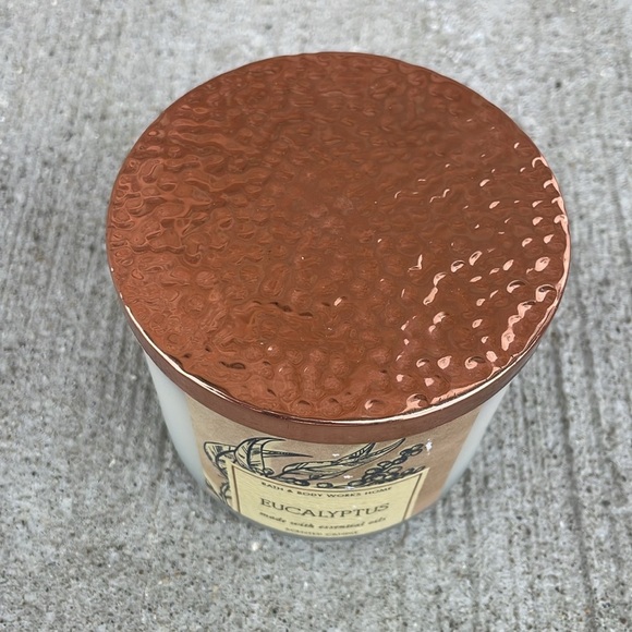 Bath and Body Works Eucalyptus 3 Wick Candle NEW Copper Lid Stress Relief Spa - Picture 2 of 3
